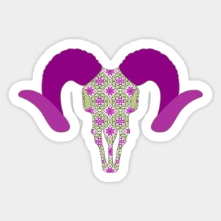 Floral Ram Skull Sticker